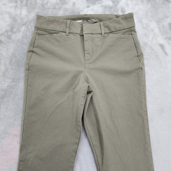 Old Navy Pants Womens 2 Green High Rise Pixie Skinny Ankle Stretch Office Career - Picture 2 of 12